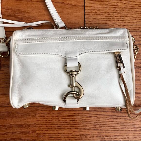 Rebecca Minkoff Leather Gold Hardware White Crossbody Handbag Women’s Size Small - Picture 11 of 12